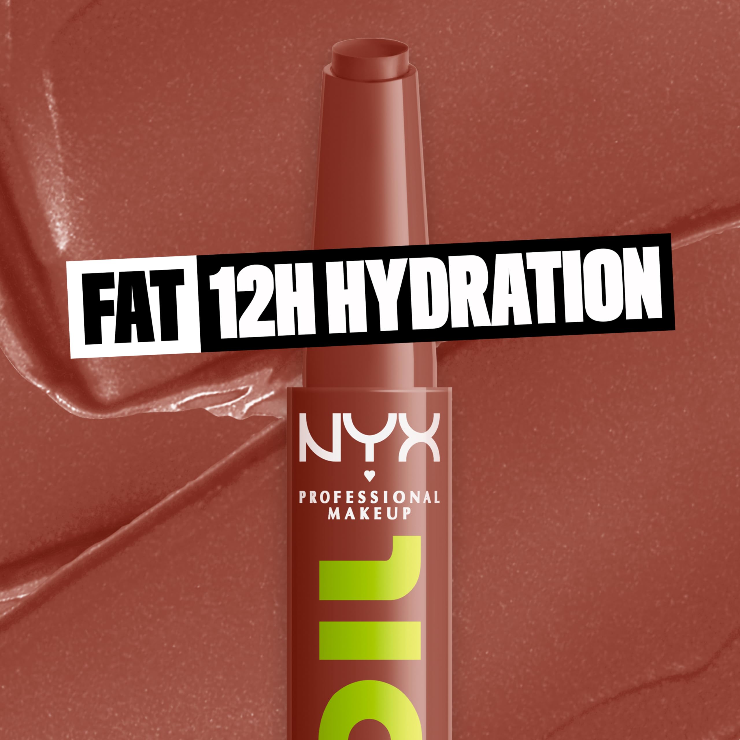 NYX Fat Oil Slick Click lip balm swatch showing lightweight pigment.