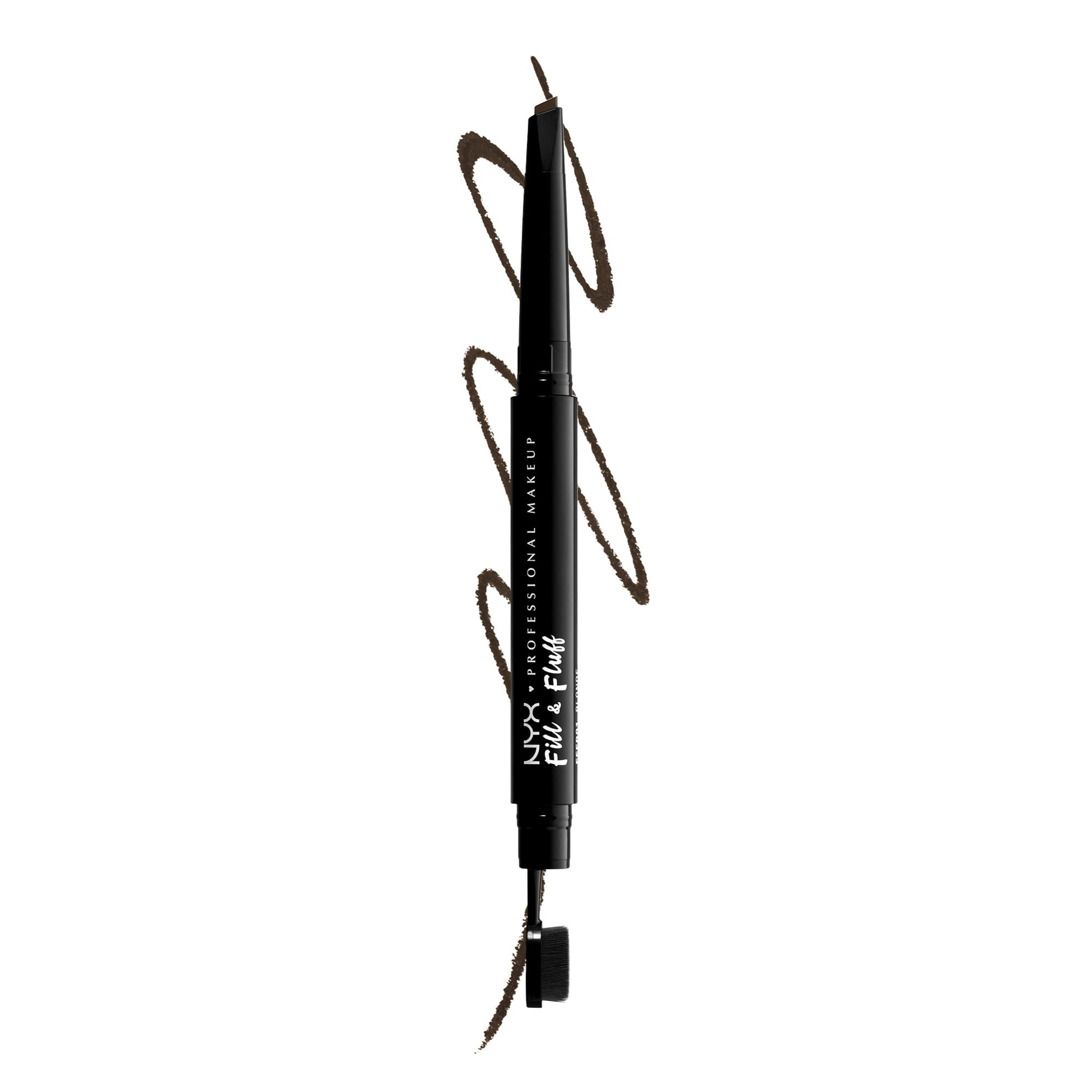 NYX Fill and Fluff Espresso teardrop tip delivers precise brow hairs