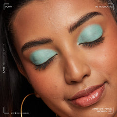 NYX Jumbo Eye Pencil Macaroon Mint application close-up demonstrates blendable texture.
