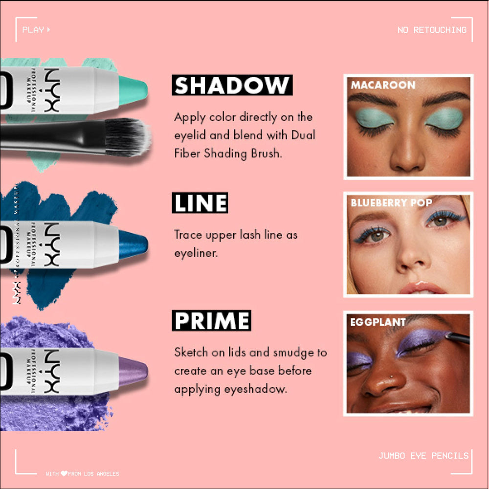 NYX Jumbo Eye Pencil Macaroon Mint everyday look inspiration with vivid color.