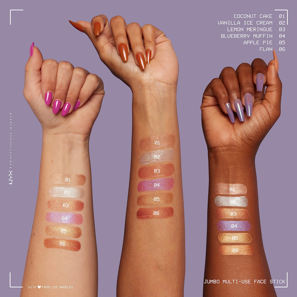 NYX Jumbo Multi-Use Face Sticks Lemon Meringue jojoba oil smooths application.