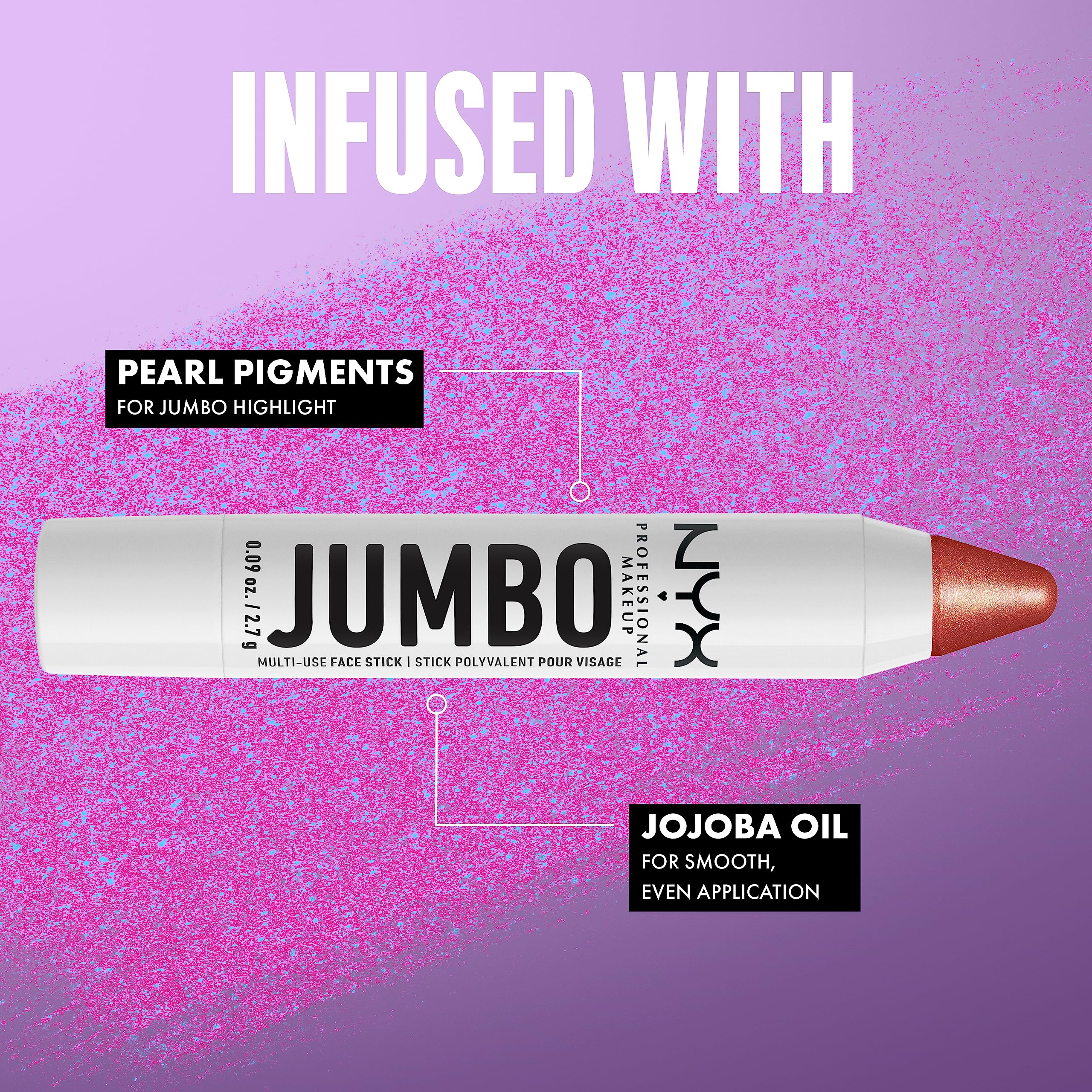NYX Jumbo Multi-Use Face Sticks Lemon Meringue pearl pigment finish creates radiant payoff.