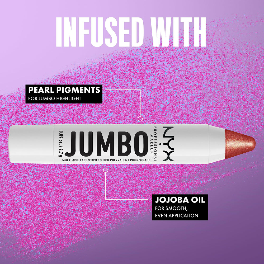 NYX Jumbo Multi-Use Face Sticks Lemon Meringue pearl pigment finish creates radiant payoff.