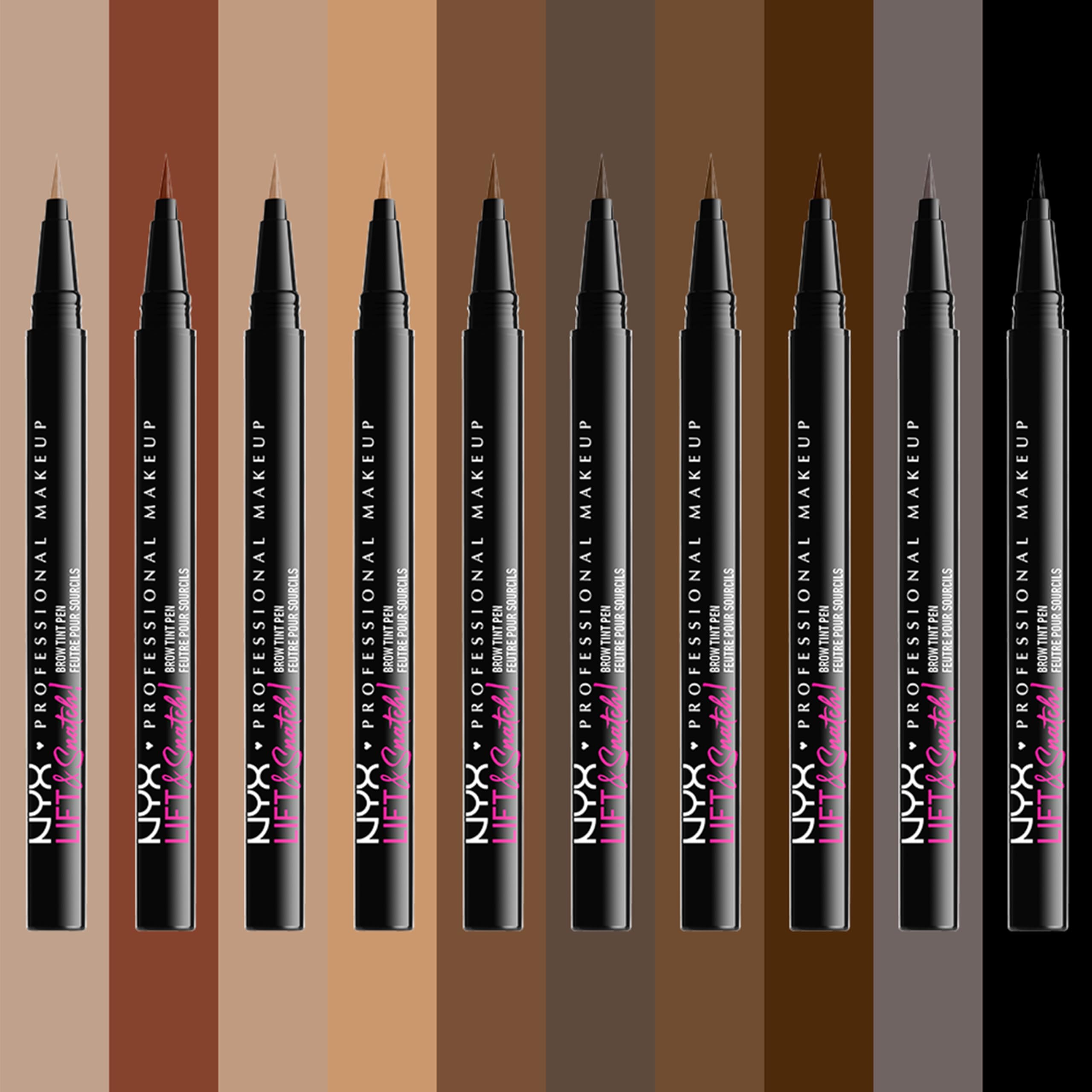 NYX Lift & Snatch Eyebrow Tint Pen gray-black shade swatch for versatile color match