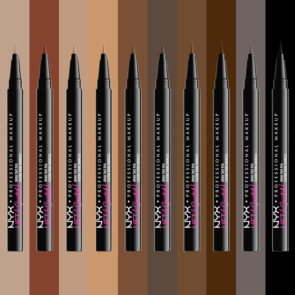 NYX Lift & Snatch Eyebrow Tint Pen gray-black shade swatch for versatile color match