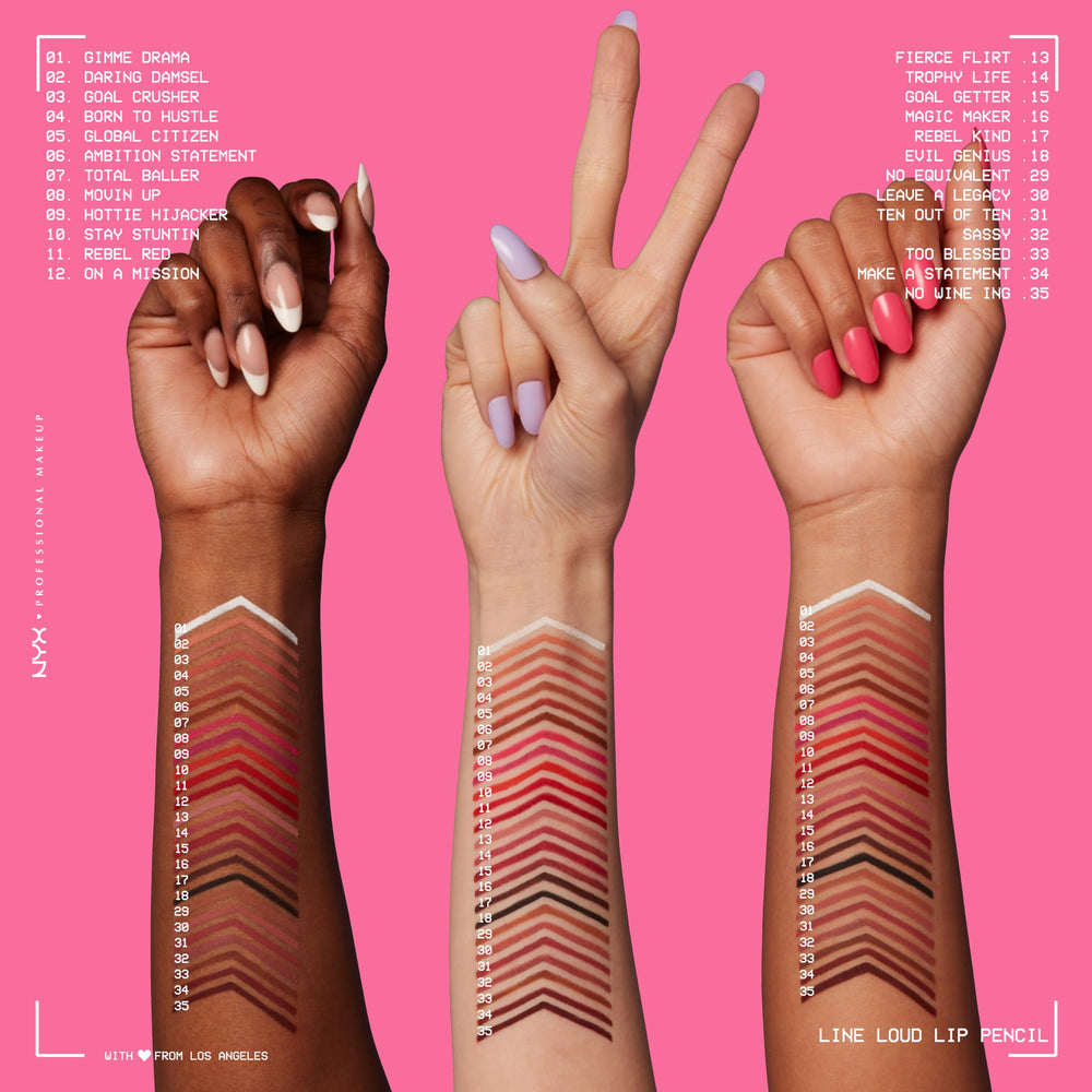 NYX Line Loud Lip Liner with jojoba oil and vitamin E for smoother lips