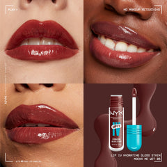 NYX Lip IV coconut water infusion close-up on hydrated pout.