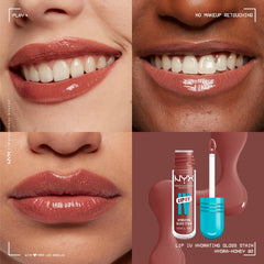 NYX Lip IV Hydrating Glossy Lip Stain 1-swipe application for effortless color.