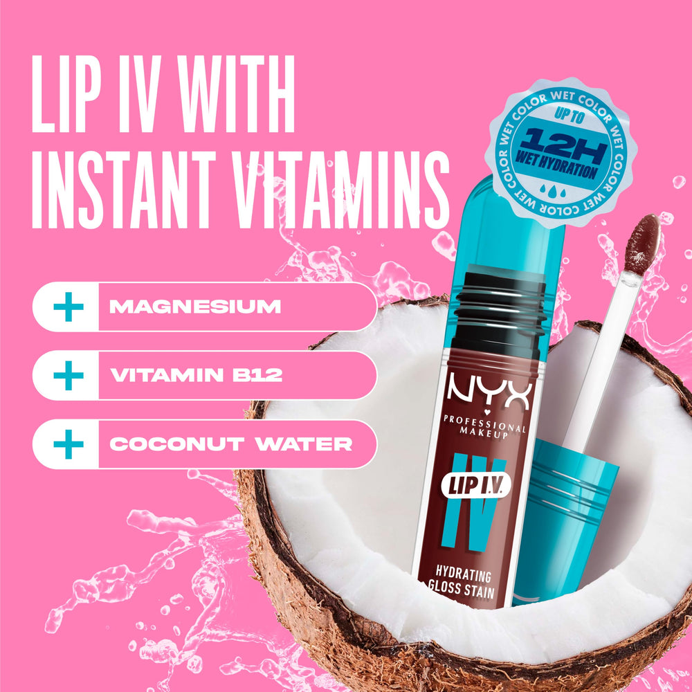 NYX Lip IV sheer-to-saturated shade offering natural lip tint.