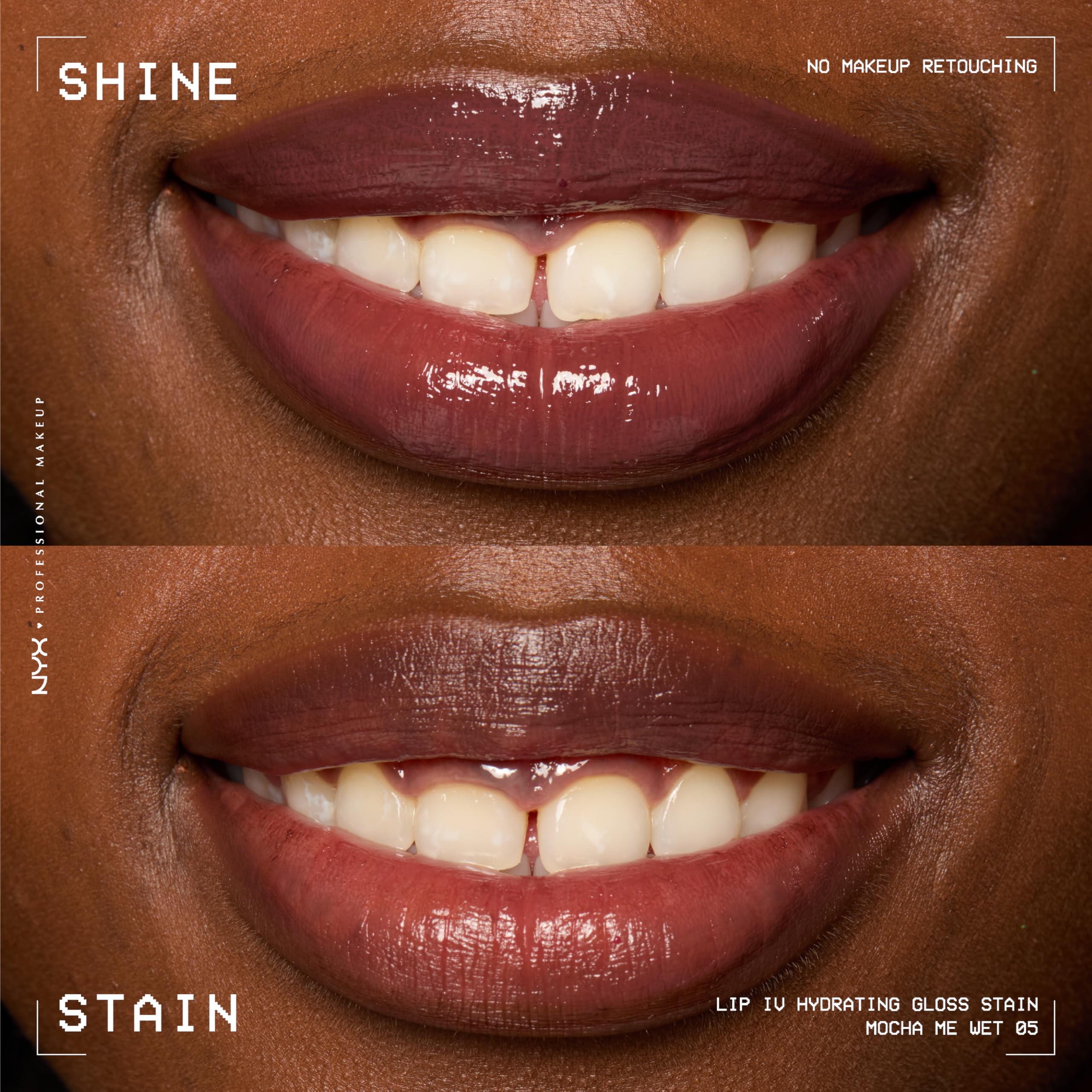 NYX Lip IV water-breaking technology close-up reveals lightweight pigment.