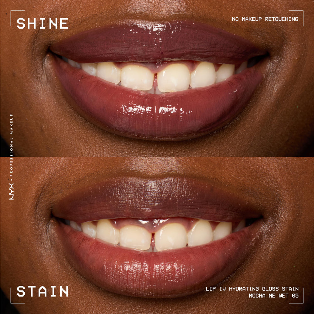 NYX Lip IV water-breaking technology close-up reveals lightweight pigment.