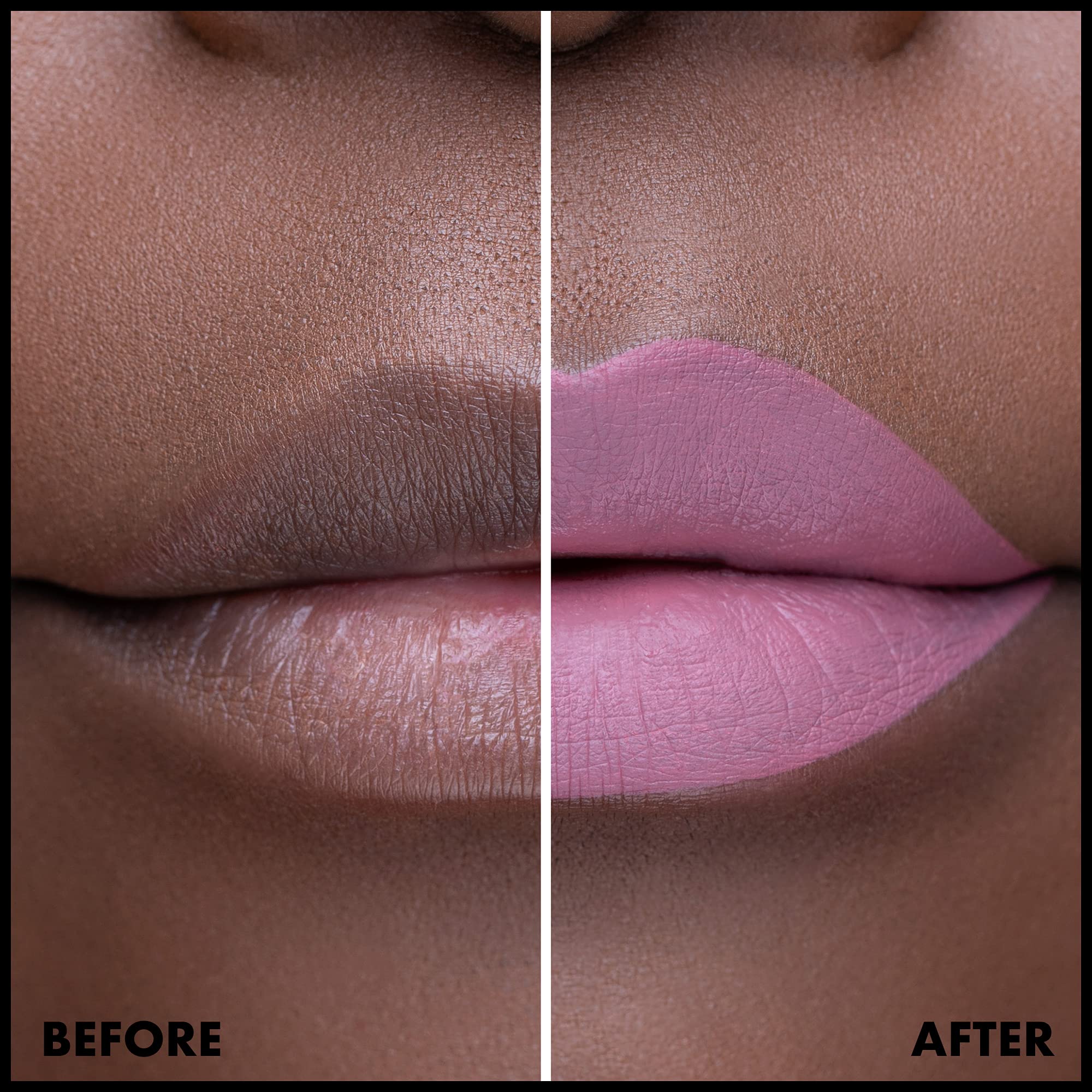 Closeup of NYX Lip Lingerie XXL no-transfer finish on lips.