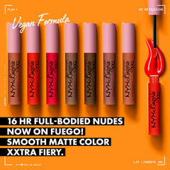 NYX Lip Lingerie XXL swatch on arm reveals rich nude pigment for versatile looks