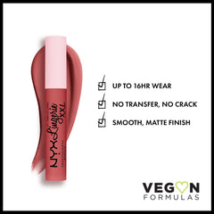 NYX Lip Lingerie XXL Peach Pink swatch demonstrates versatile day-to-night color.