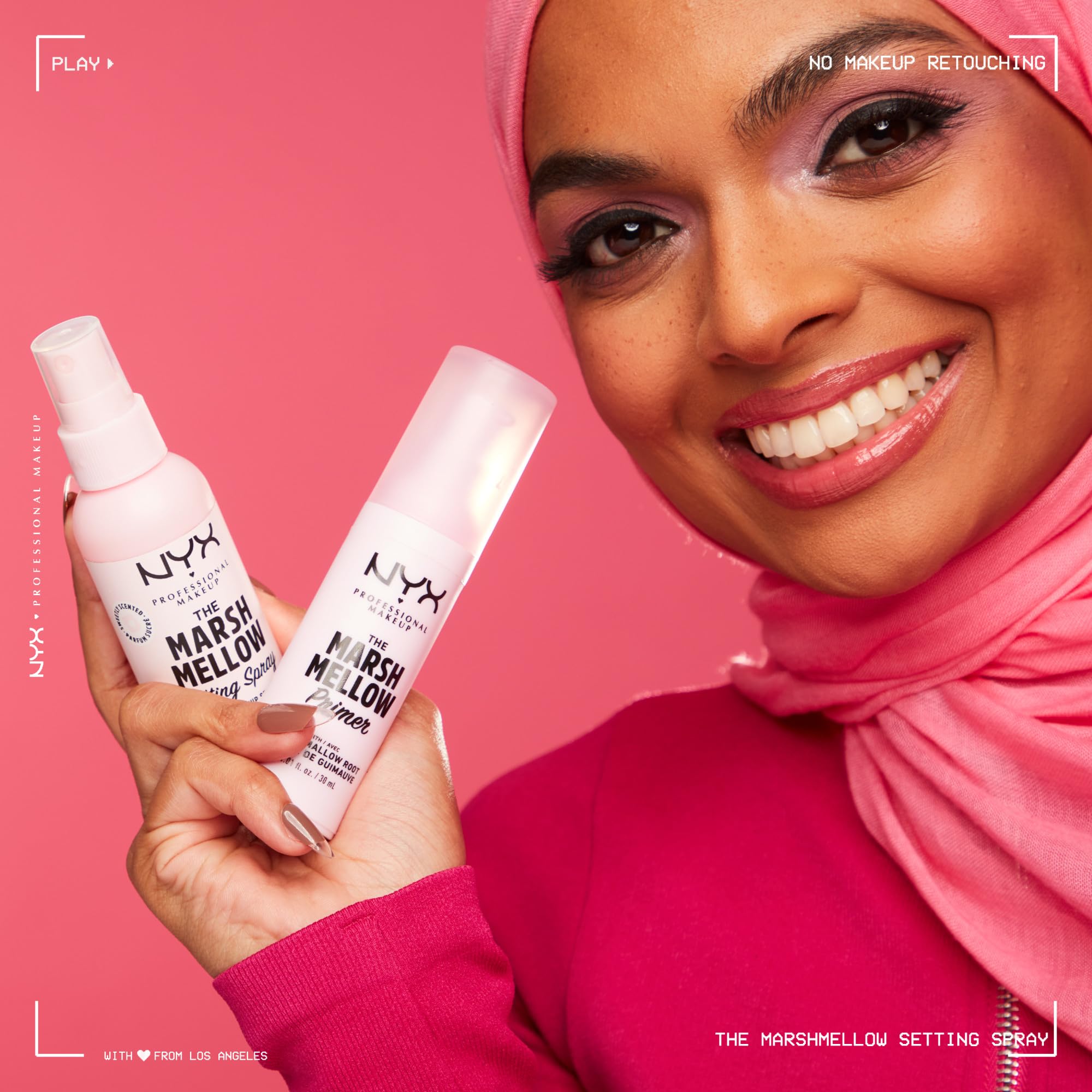 NYX Marshmellow Smoothing Primer closeup depicts silky, seamless makeup application.