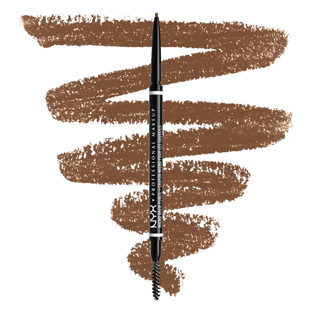 NYX Micro Brow Pencil ultra-slim tip enables hair-like brow strokes for natural definition.