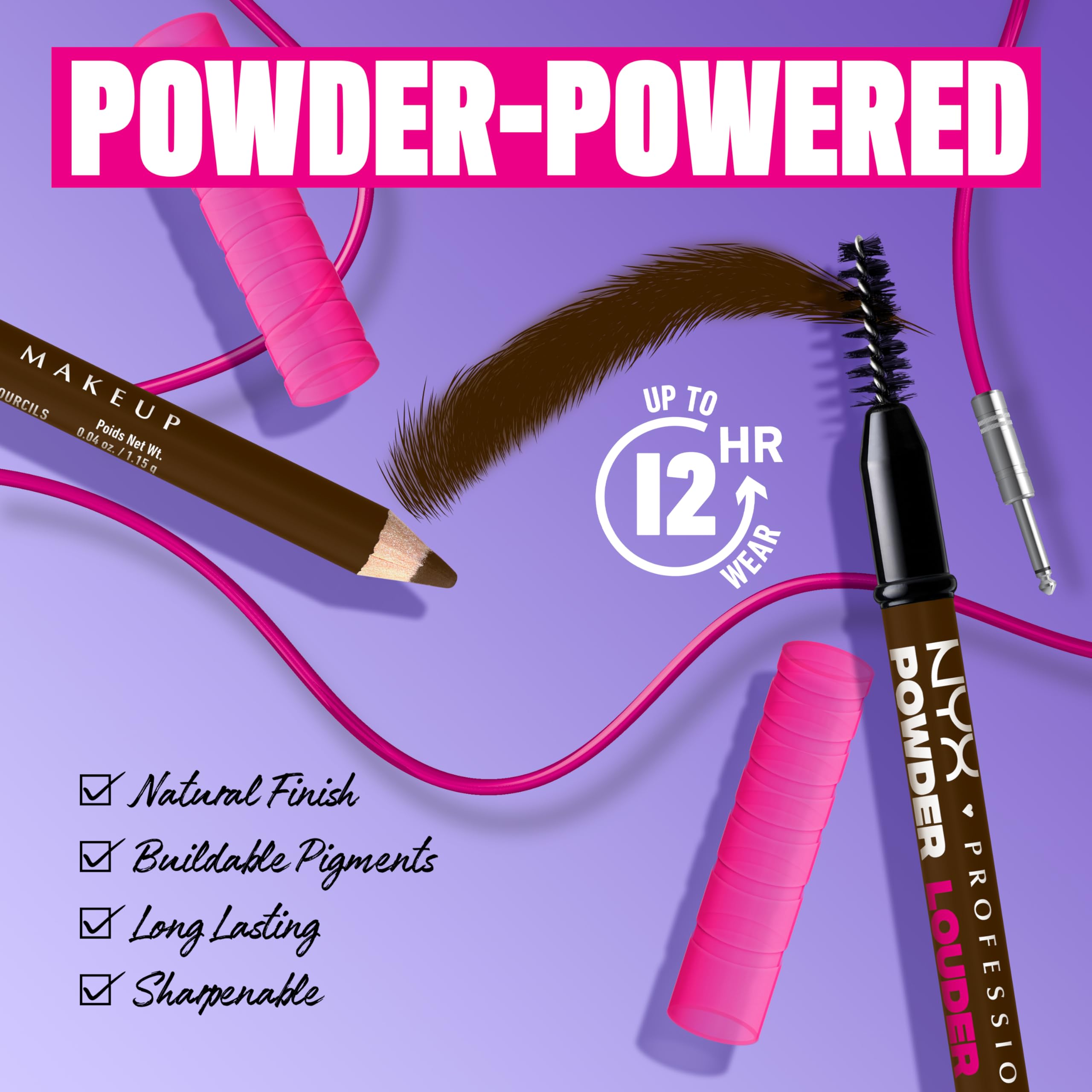 NYX Powder Louder Brow Pencil Espresso bamboo-fibers-closeup highlighting brow volume