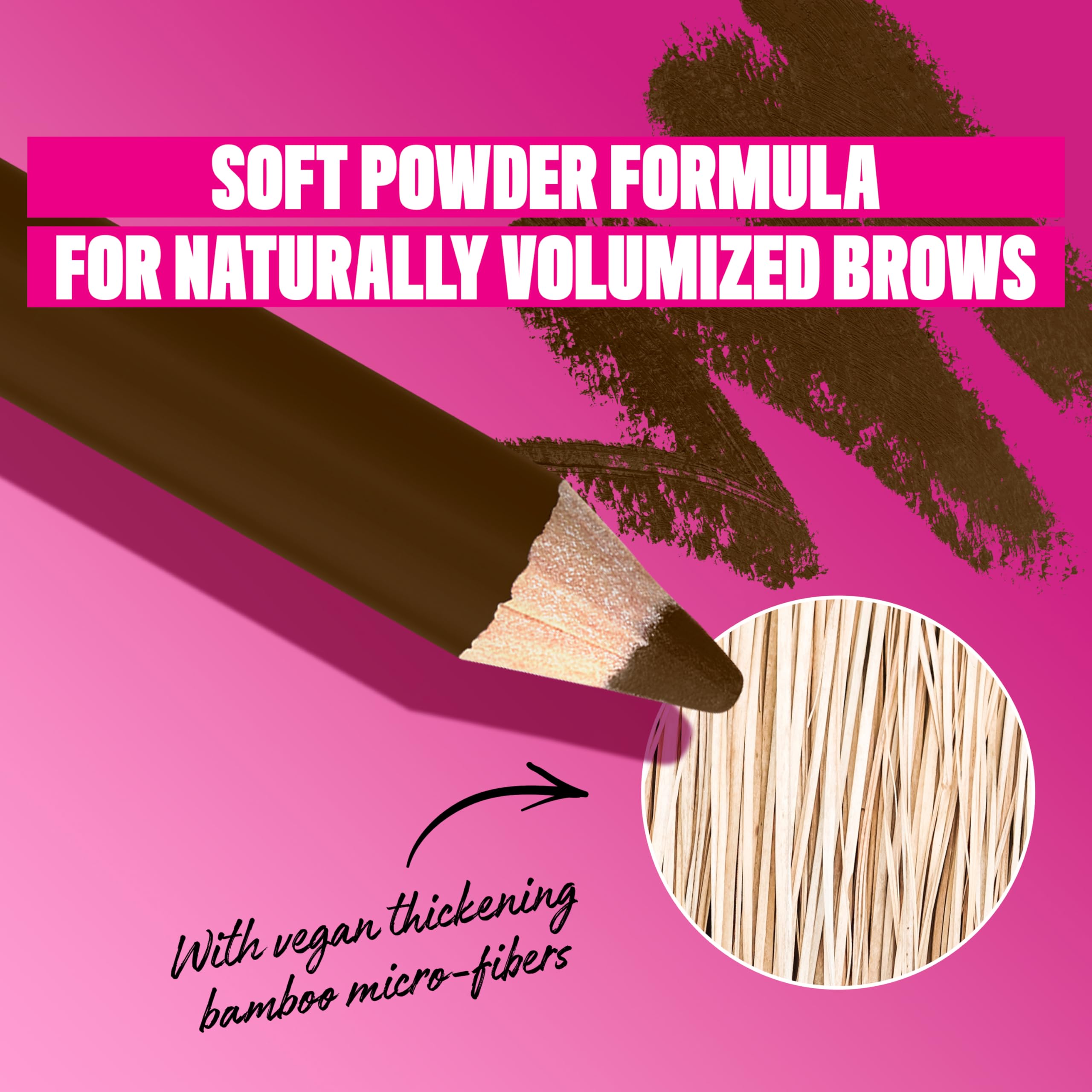 NYX Powder Louder Brow Pencil Espresso closeup-strokes demonstrates creamy, buildable pigment