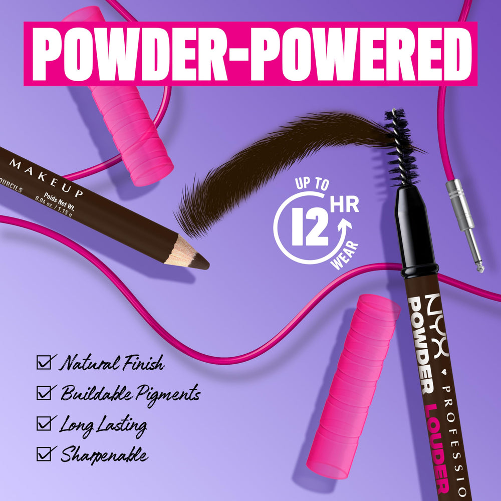 NYX Powder Louder dibuja hilos realistas para cejas definidas.