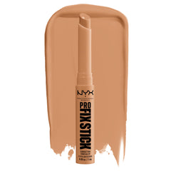 NYX Pro Fix Stick Cinnamon swatch demonstrates color correction for natural-looking skin.