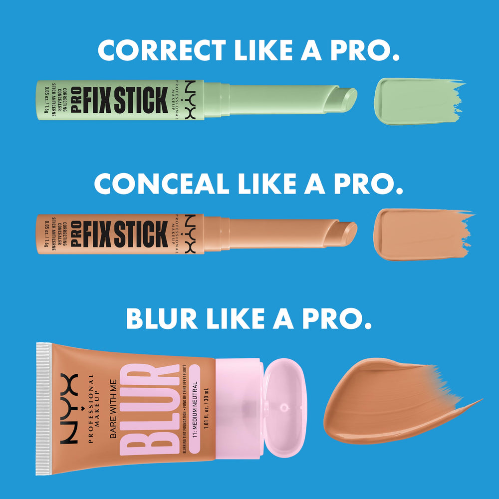 NYX Pro Fix Stick Cinnamon packaging close-up emphasizes pro-grade formulation.