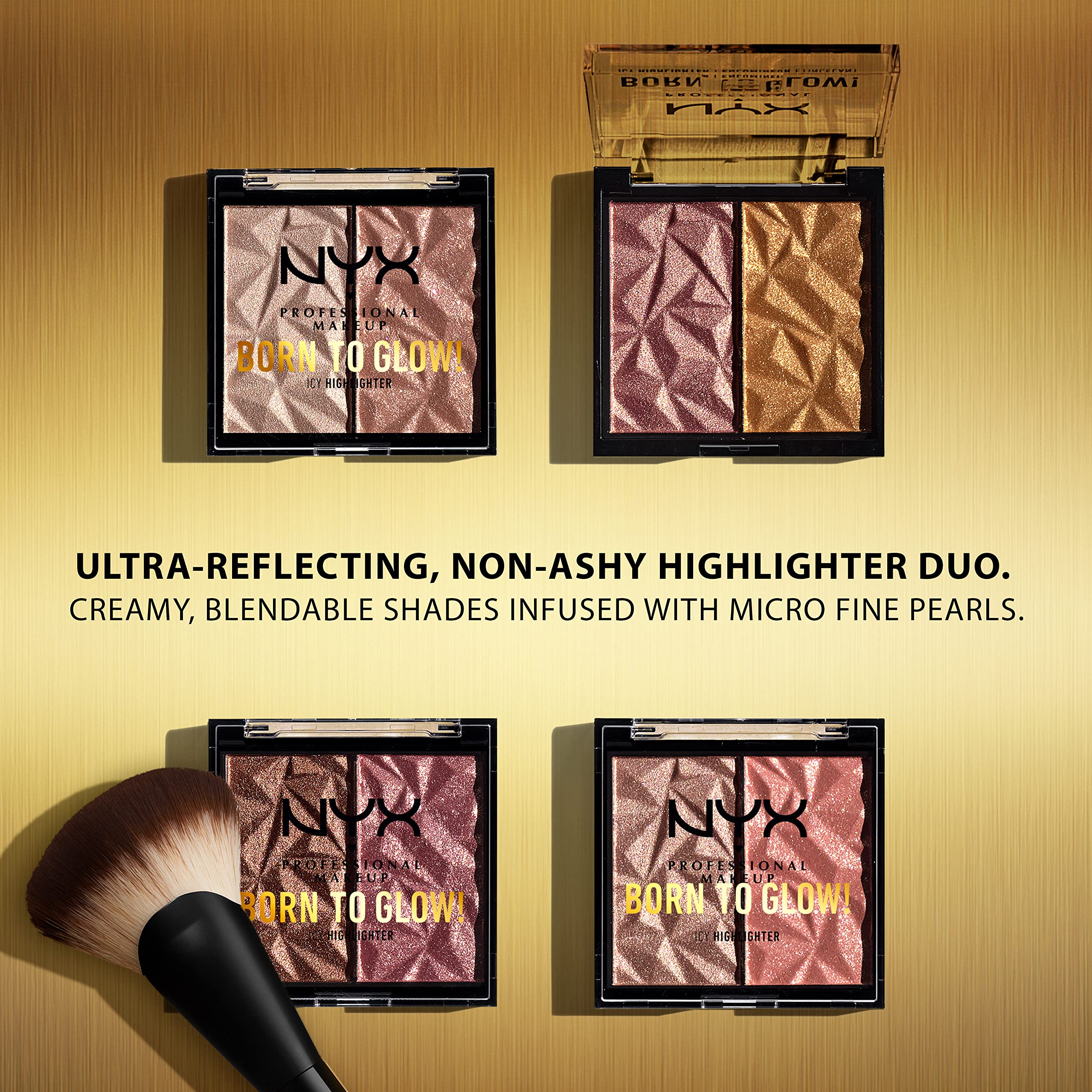 NYX Born To Glow Icy Highlighter Duo soft-lift shade swatch adds subtle lift