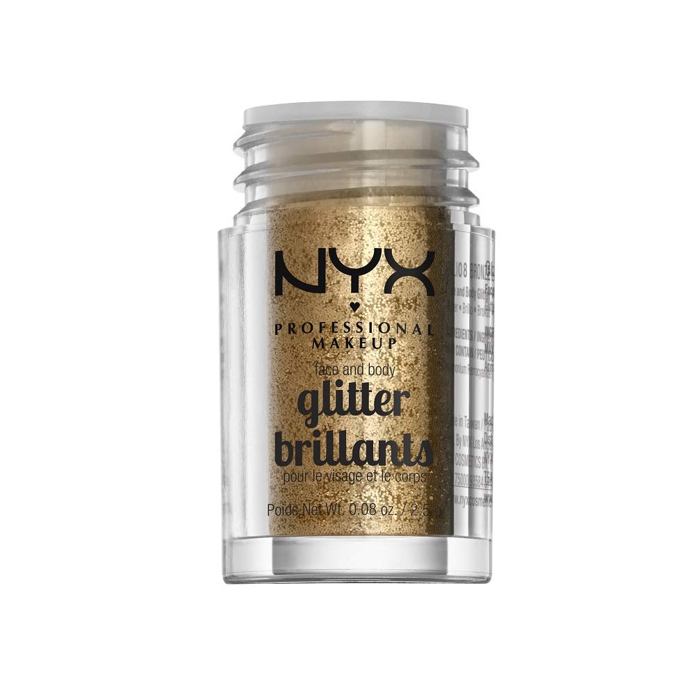 NYX Professional Makeup Face and Body Glitter Ruby Red jar adds bold sparkle to cheeks