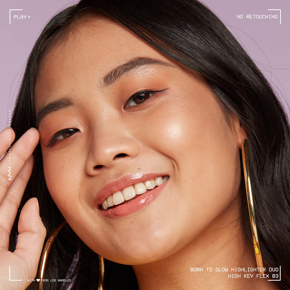 NYX Born To Glow Icy Highlighter Duo cruelty-free formula provides radiant glow responsibly