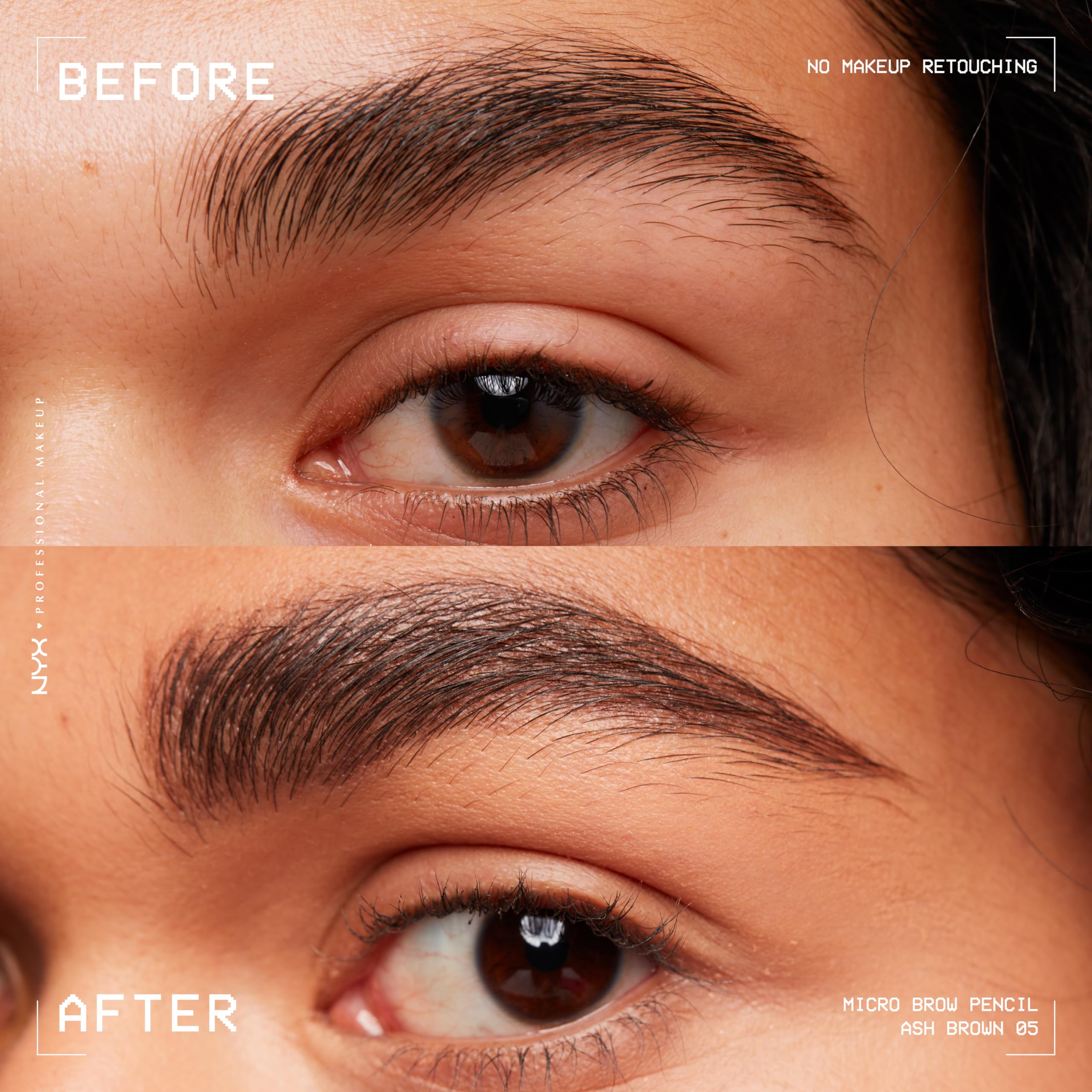 NYX Professional Makeup Micro Brow Pencil ultra-slim tip enables precise brow hairs.