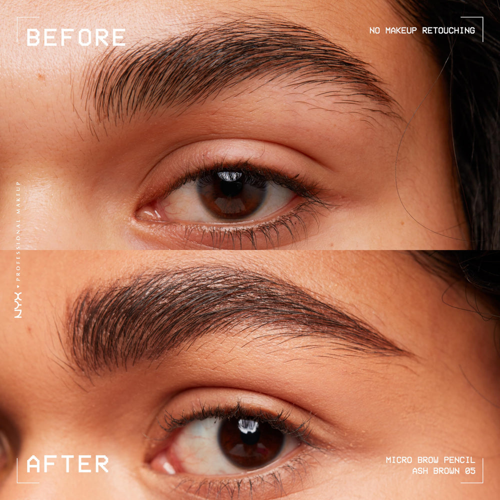 NYX Professional Makeup Micro Brow Pencil ultra-slim tip enables precise brow hairs.