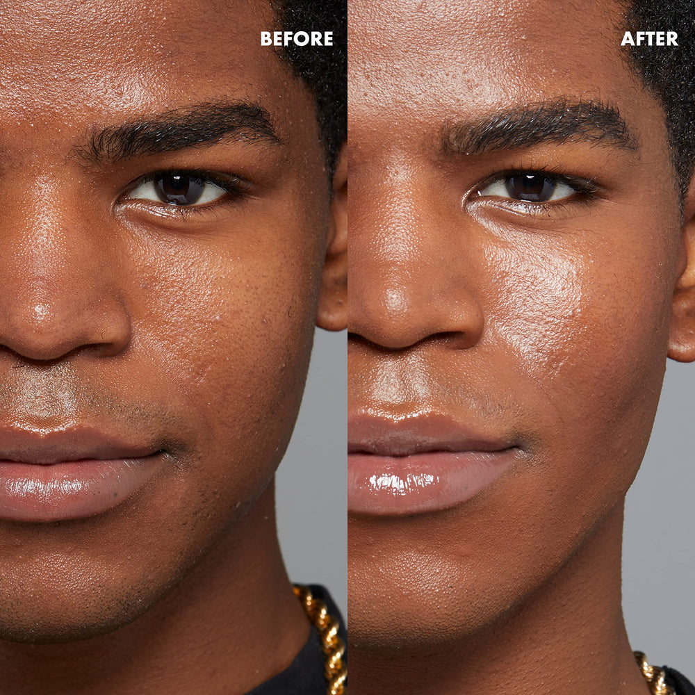 Face after applying NYX Radiant Finish spray showing natural glow