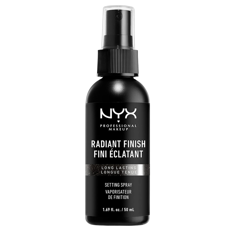 NYX PROFESSIONAL MAKEUP Radiant Finish spray bottle delivering a long-lasting radiant mist