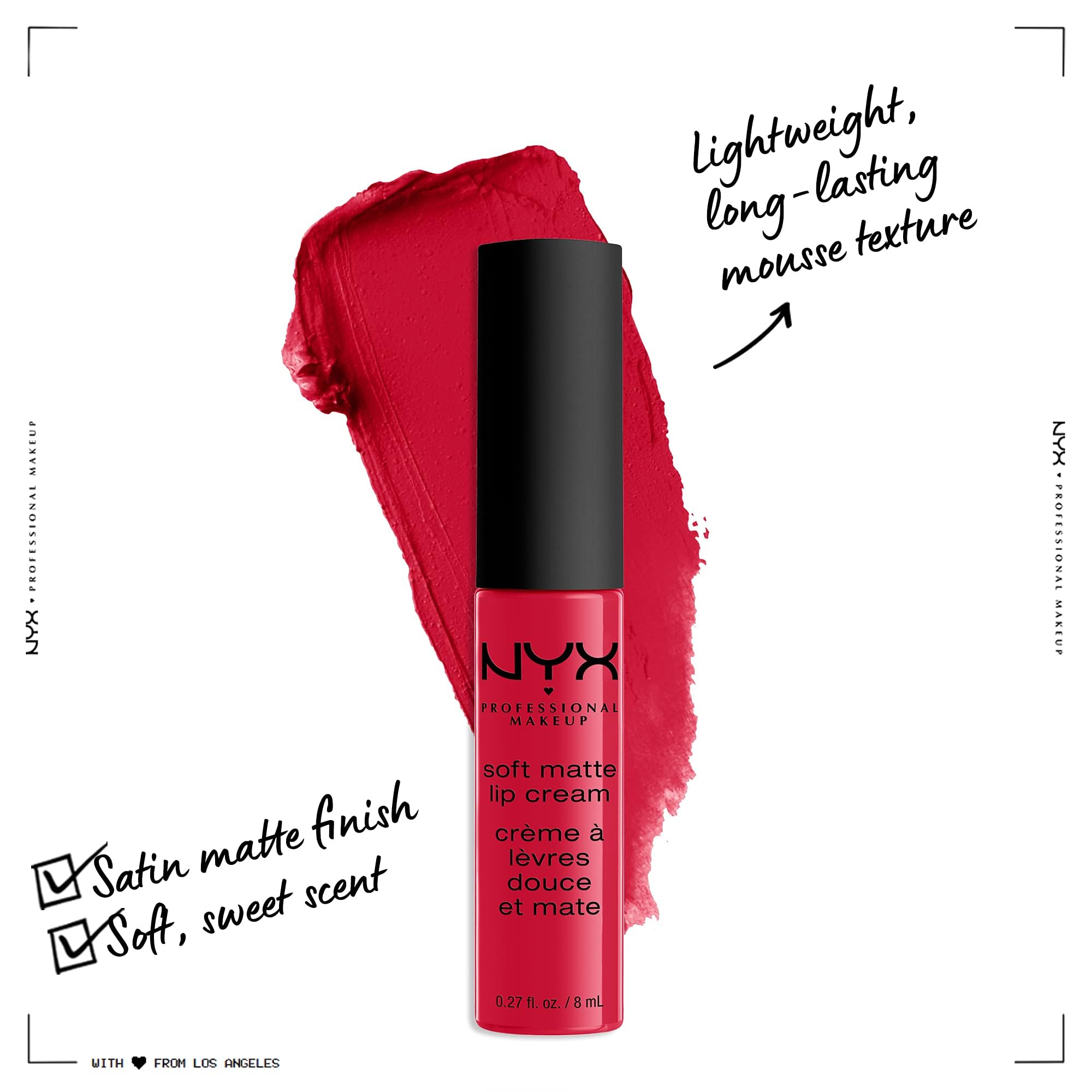 NYX Professional Makeup Soft Matte Lip Cream applying center lip demonstrates easy, comfortable application.