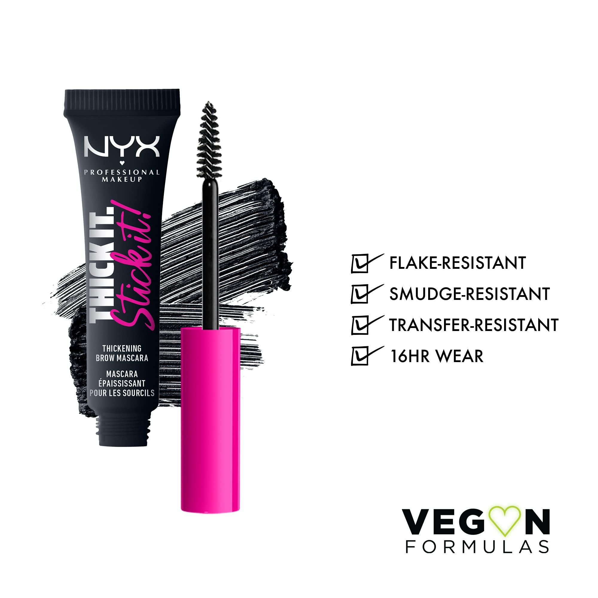 NYX PROFESSIONAL MAKEUP Thick It Stick It Brow Mascara tinted-fibers add fullness for thicker-looking brows