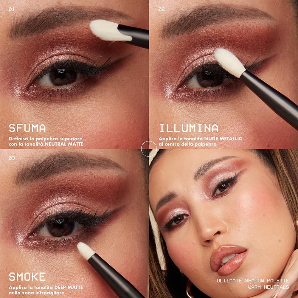 NYX PROFESSIONAL MAKEUP Ultimate Shadow Palette Warm Neutrals application tools demonstrate precise blending