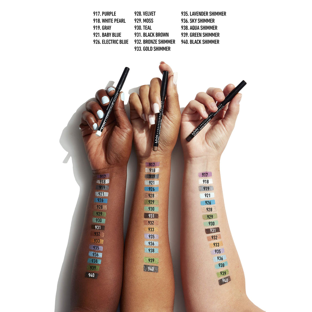 NYX Slim Eye Pencil Bronze Shimmer on-eye demonstrates smooth glide and color payoff.