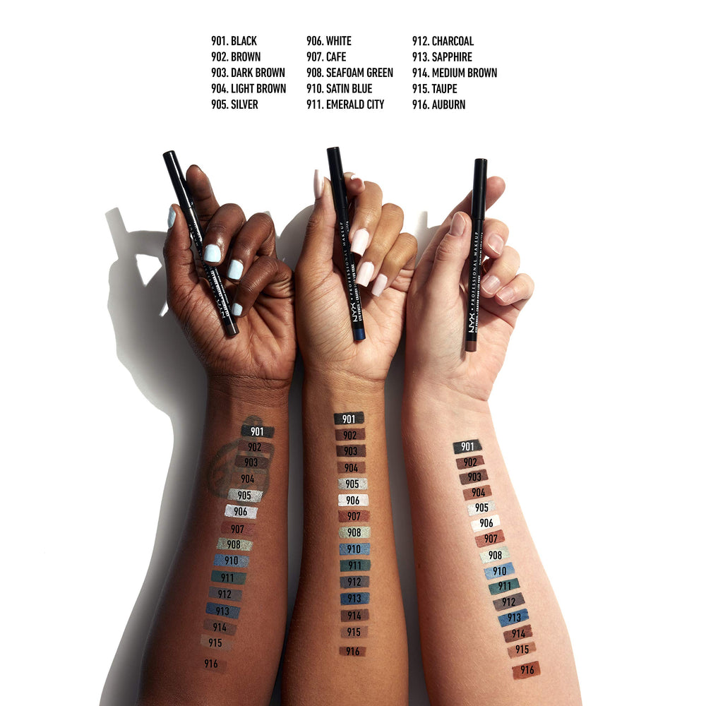 NYX Slim Eye Pencil Bronze Shimmer pencil-tip focuses on precision lining for subtle or bold looks.