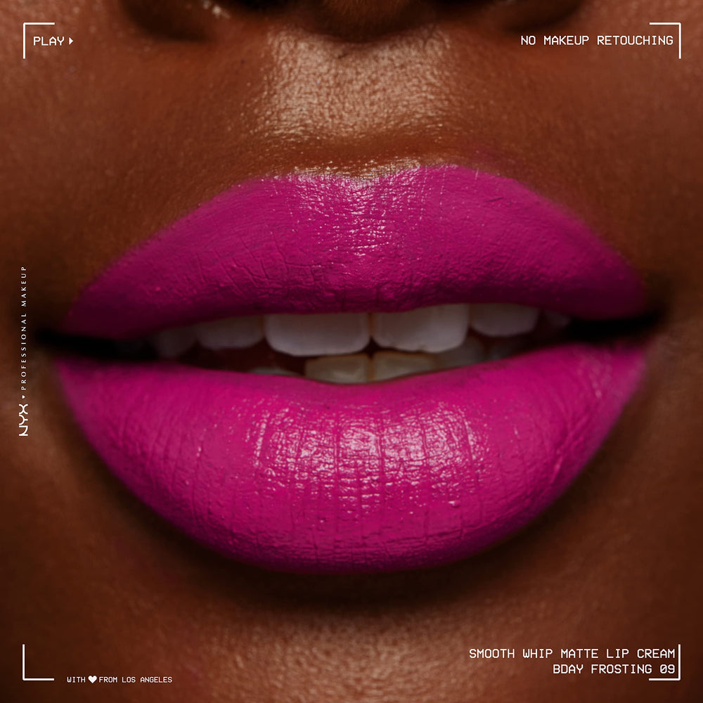 Display of 24 shade options for NYX Smooth Whip Matte Lip Cream