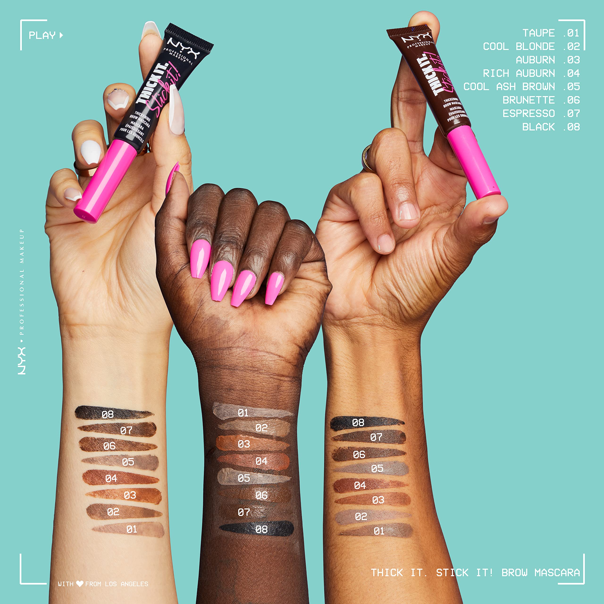 NYX Thick It Stick It brow mascara Brunette finish for long-lasting natural-looking tint