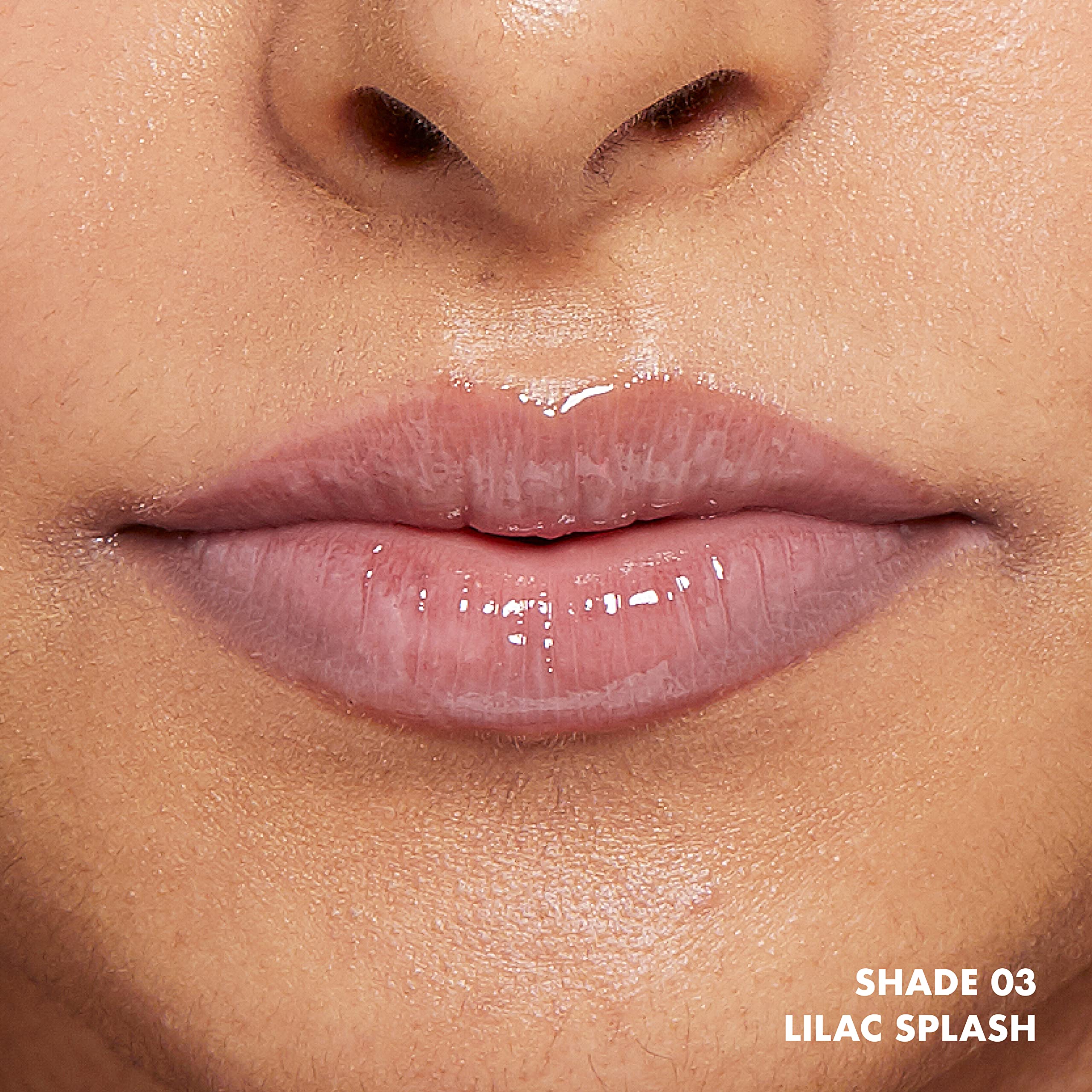 NYX This Is Milky Gloss Lilac Splash application close-up showcases glossy finish