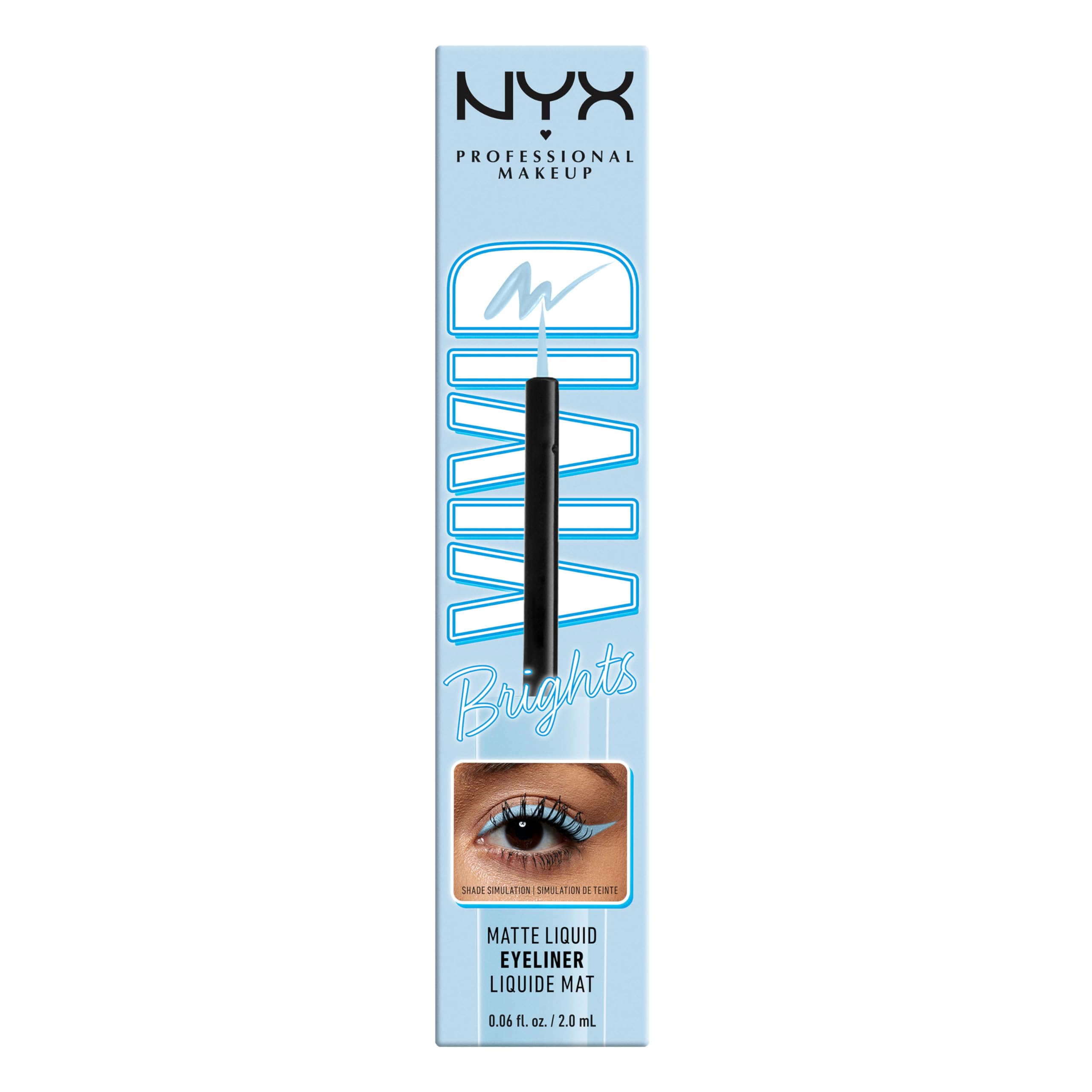 NYX Vivid Brights Liquid Liner Blue Thang graphic-look versatility for bold designs