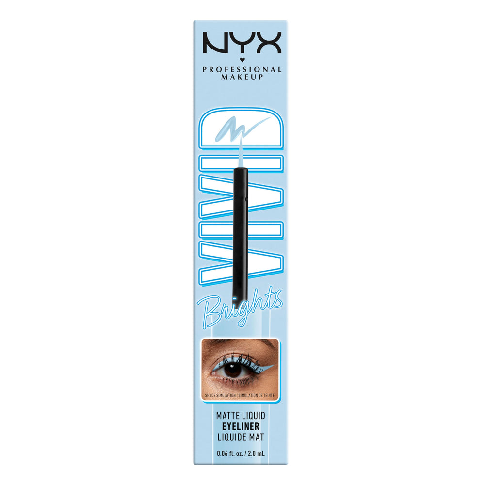 NYX Vivid Brights Liquid Liner Blue Thang graphic-look versatility for bold designs