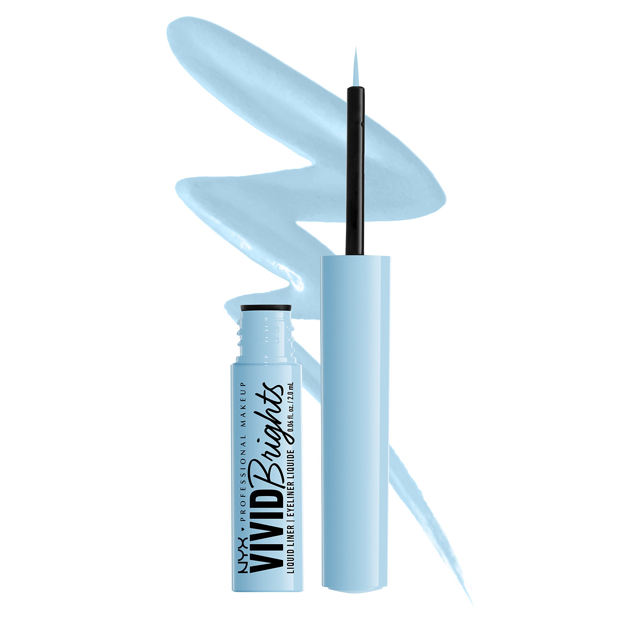 NYX Vivid Brights Liquid Liner Blue Thang packaging close-up shows bold color option
