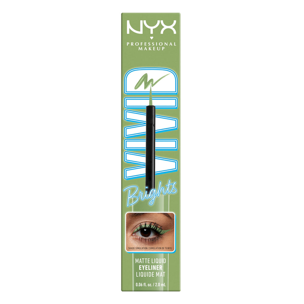NYX Vivid Brights Ghosted Green packaging shot suggests travel-friendly use.