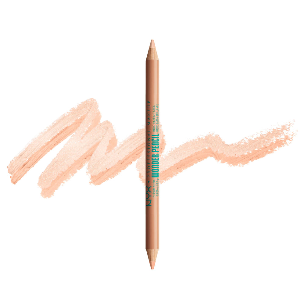NYX Wonder Pencil micro-highlighter swatch demonstrates subtle under-eye lift.
