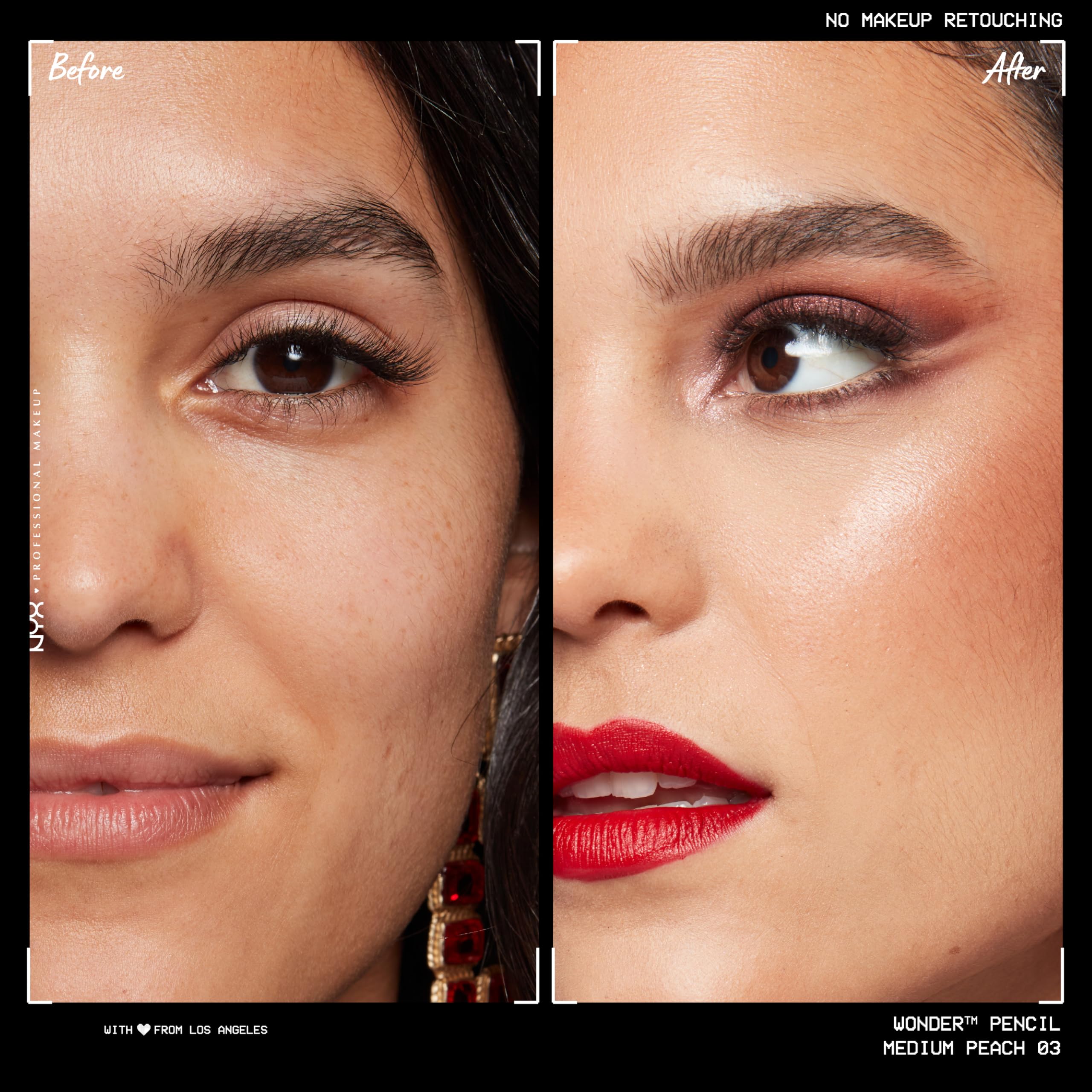 NYX Wonder Pencil medium peach swatch suits warm-toned skin.