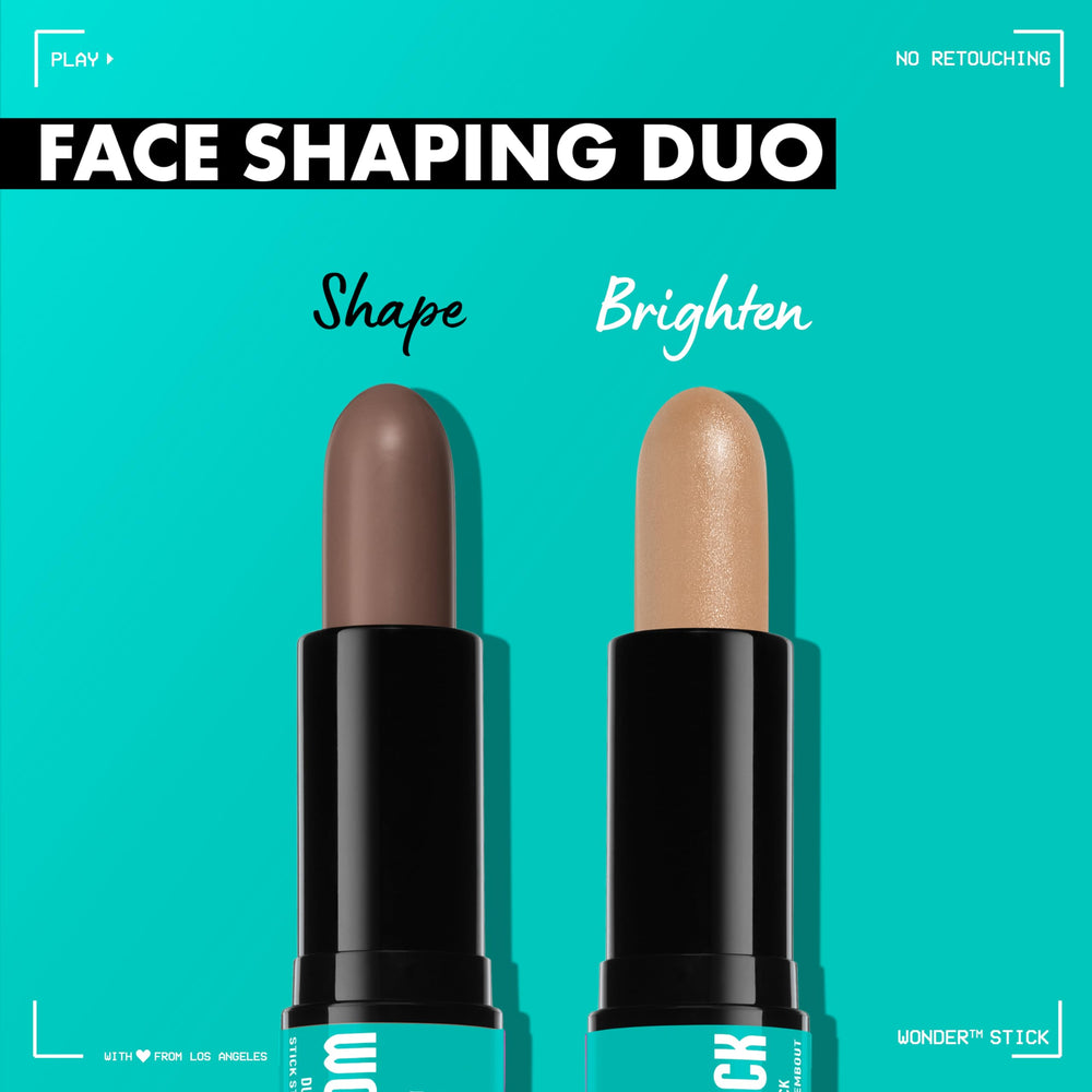 NYX Wonder Stick dual-ended application demonstrates deeper shade for sculpting natural cheekbones.
