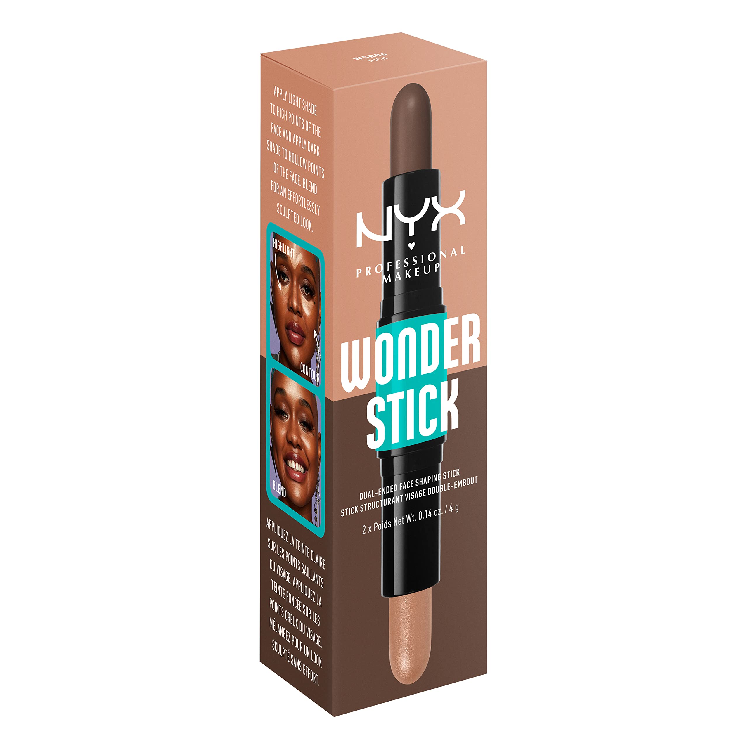 NYX PROFESSIONAL MAKEUP Wonder Stick packaging and application in compact form