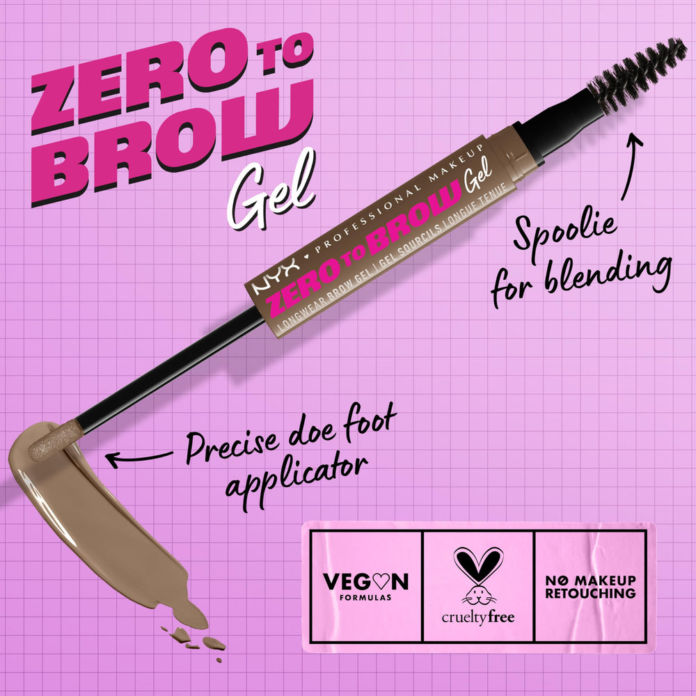 NYX Zero to Brow Ash Blonde spoolie blending for natural-looking brows.