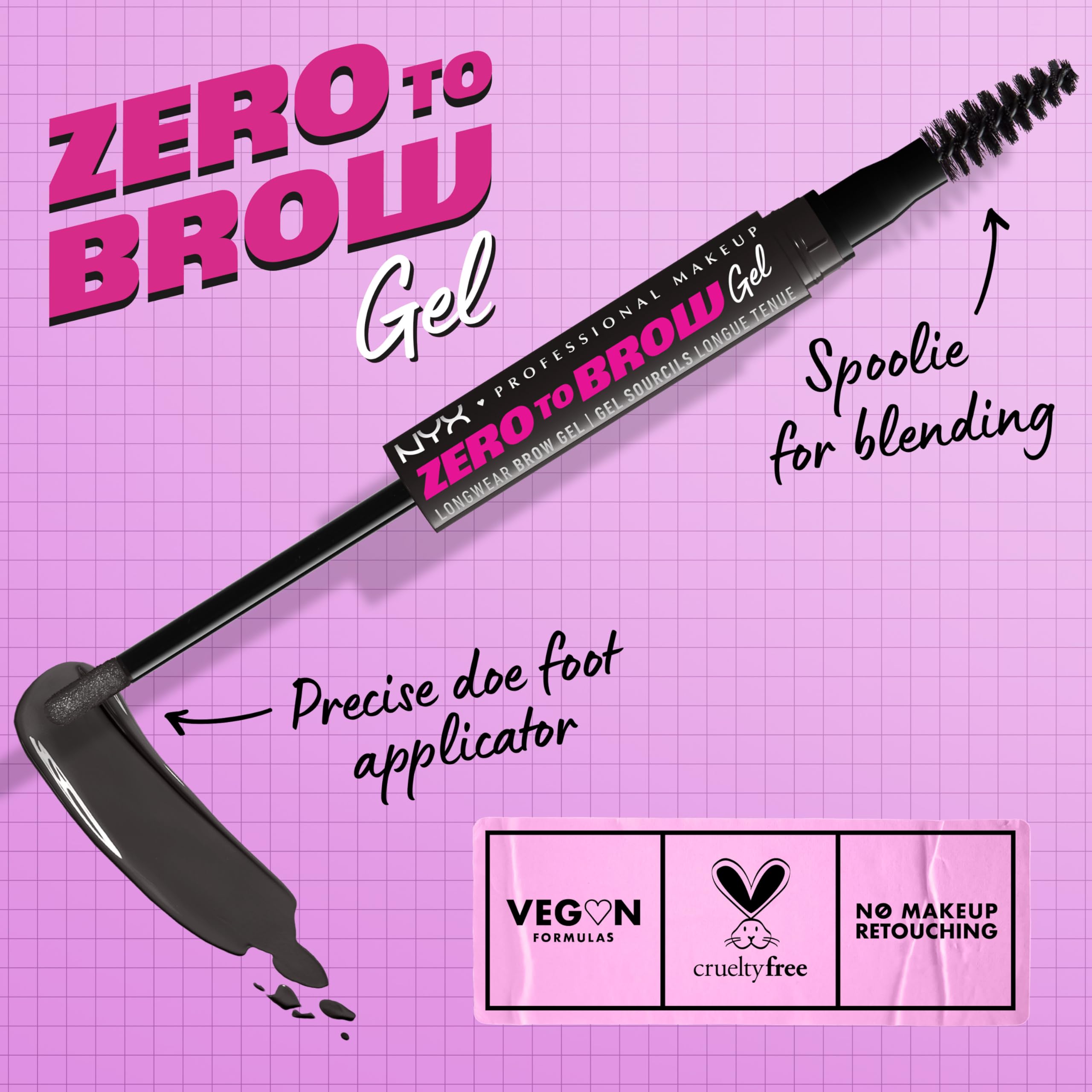 NYX Zero to Brow spoolie blending harsh lines for a seamless arch.